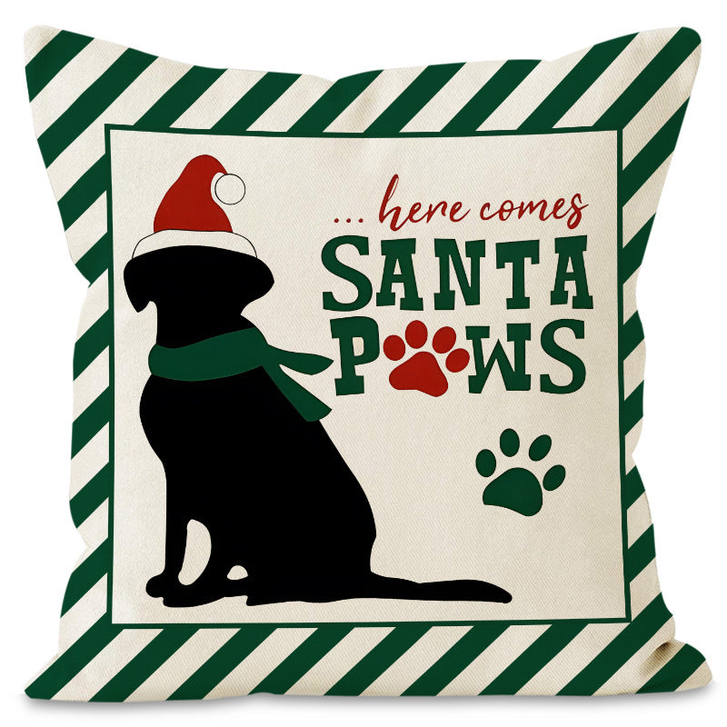 Striped Black Cat Christmas Cushion Cover (45 x 45 cm)