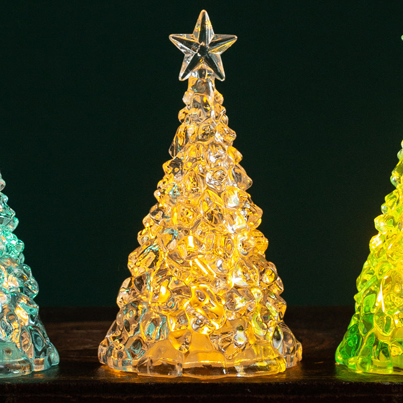Mini Crystal Christmas Tree Night Light – Battery LED Ornament
