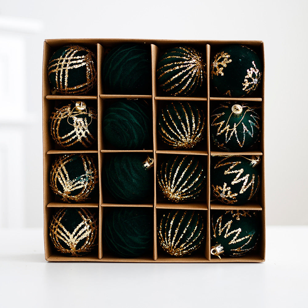 Plush & Painted Christmas Bauble Set – 16 Piece Gift Box