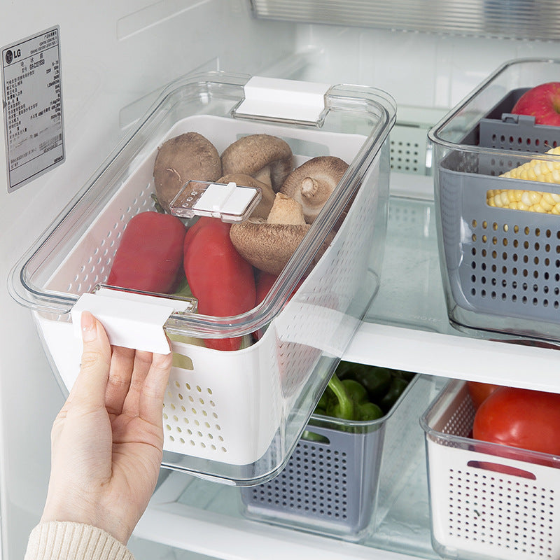 Fridge Storage Box with Drain Basket