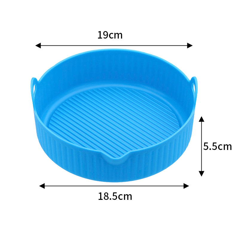 Deep round silicone air fryer liner in blue