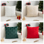 Christmas Tree Faux Fur Cushion Cover – White (45 x 45 cm) – image 2