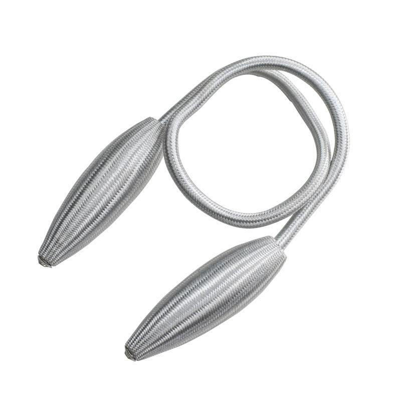 Twisted rope curtain tieback in silver grey