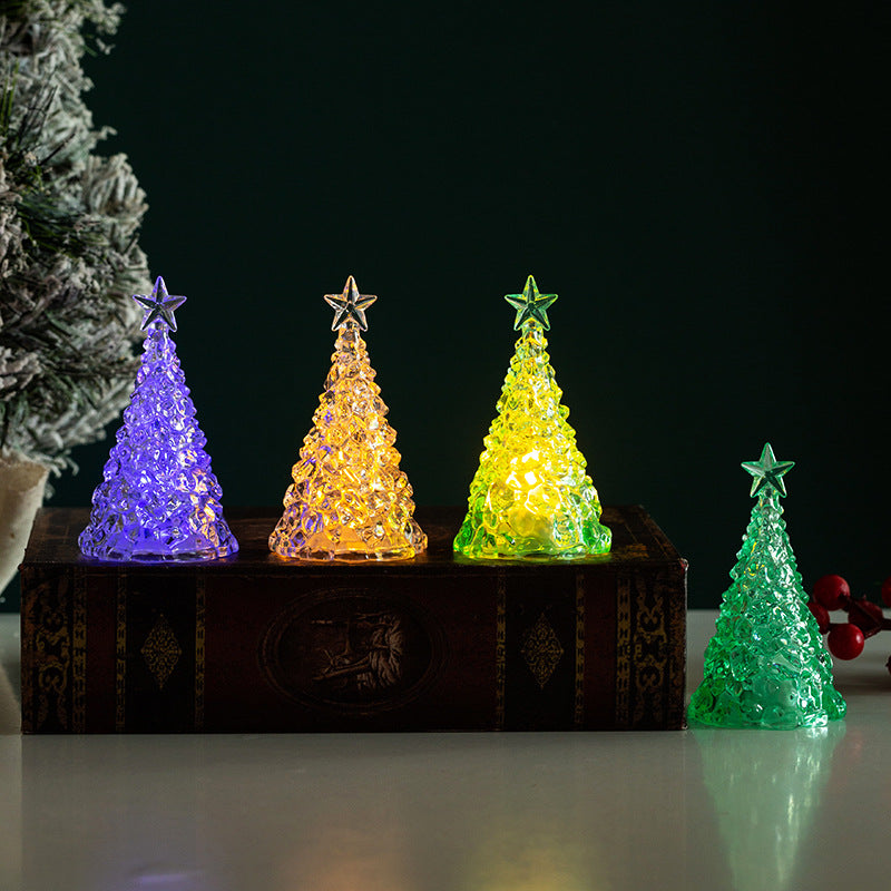 Mini Crystal Christmas Tree Night Light – Battery LED Ornament