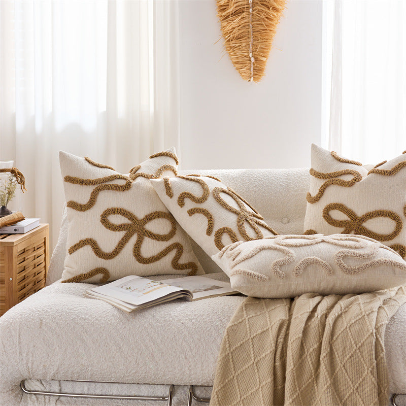 Textured Tufted Bow Cushion Cover – image 2