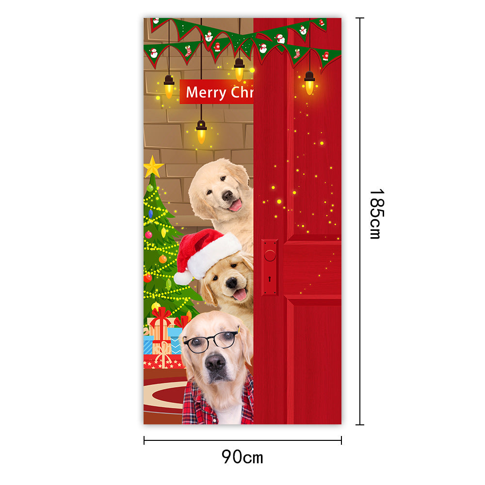 Santa & Puppies Christmas Door Banner (185 x 90 cm)