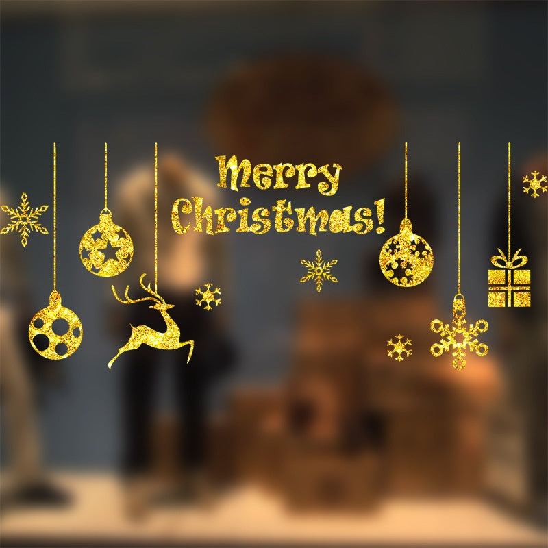 Gold Christmas Window Stickers – Baubles & Reindeer