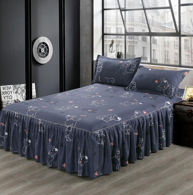 Ruffled Bedspread Set with Pillowcases – Double-Layer Skirt