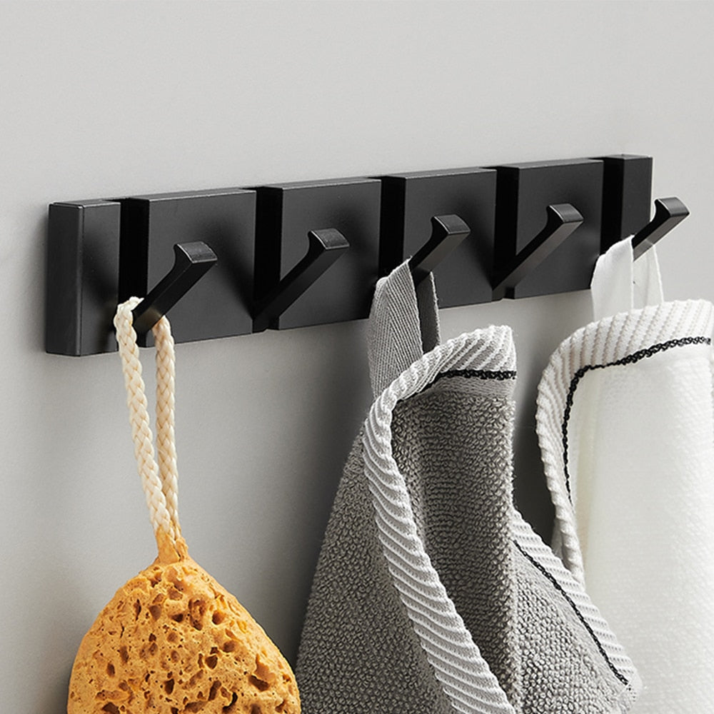 Folding Wall Hook Rack – Black & Gold Coat and Towel Hooks