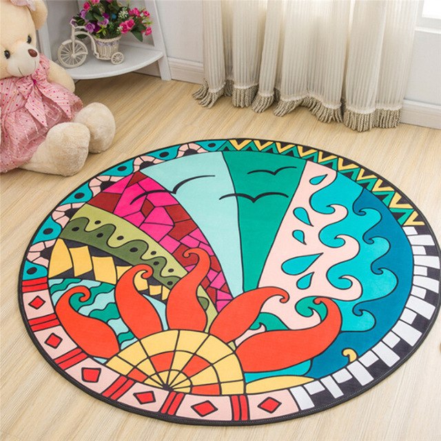 Soft Children’s Round Play Mat – Sunrise & Seagulls