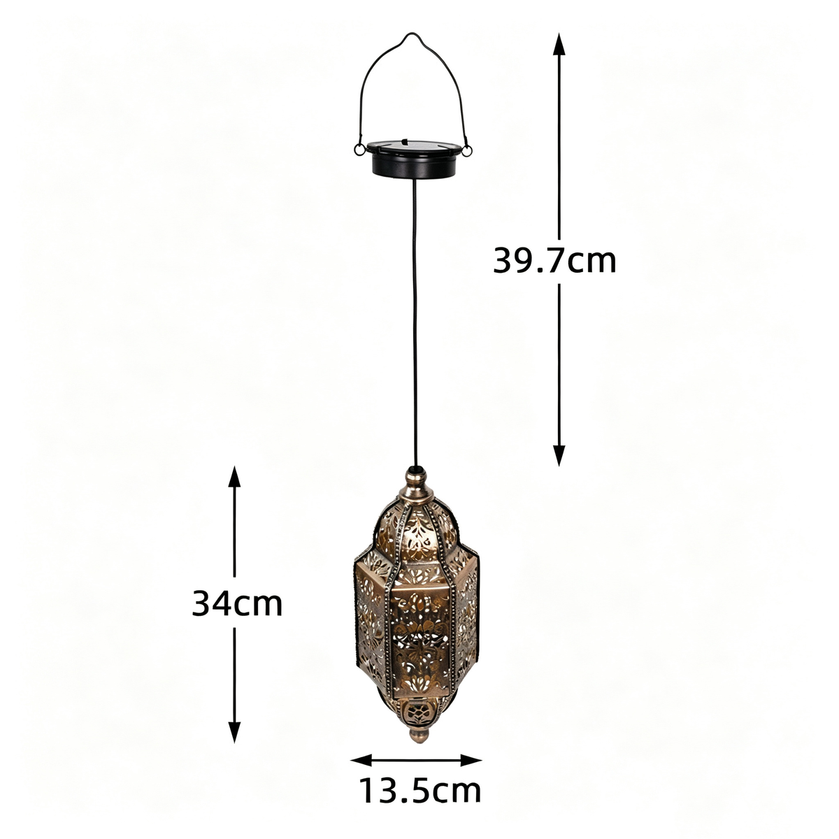 Solar Metal Garden Lantern – Tall – Warm White