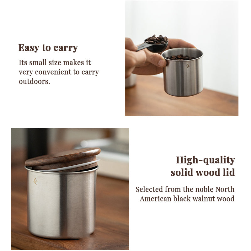 Stainless Steel Coffee and Tea Canister with Wooden Lid
