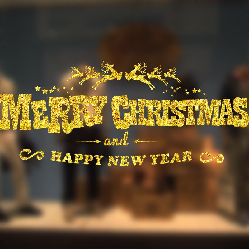 Gold Christmas Window Stickers – Merry Christmas & Happy New Year