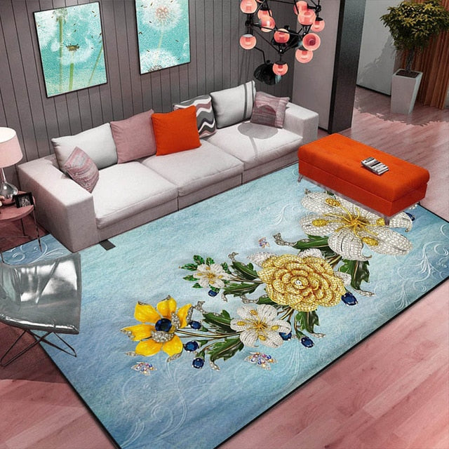 Abstract Flower Print Rug – Soft Non-Slip Area Rug