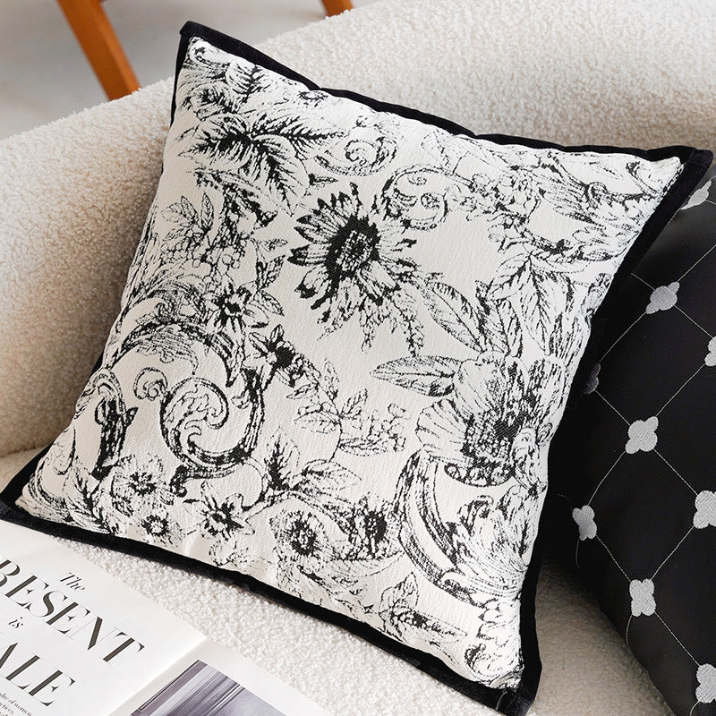 Modern Chenille Cushion Cover – Toile Floral – 45 x 45cm