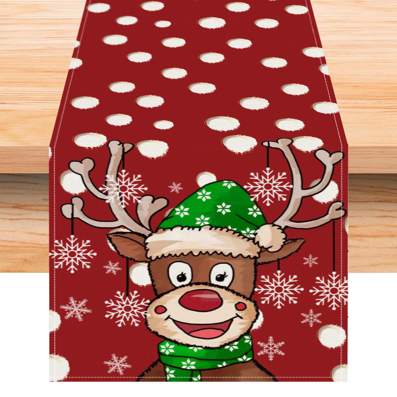 Cartoon Reindeer Polka Dot Christmas Table Runner (33 x 183 cm)