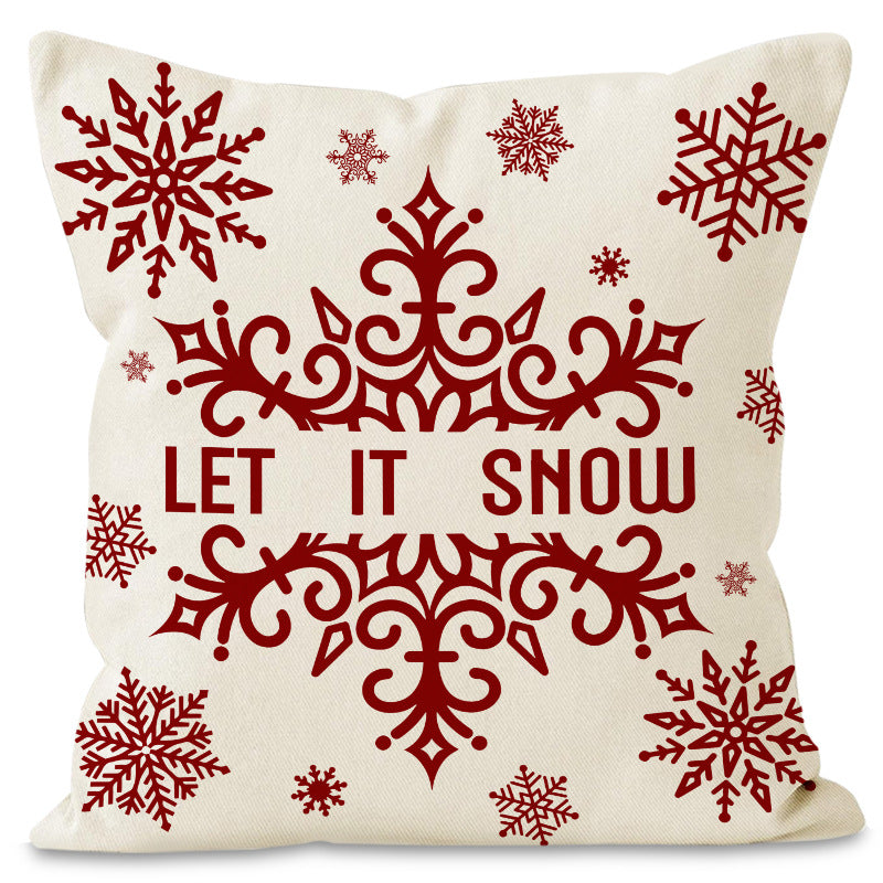 Red & Cream Christmas Cushion Cover – Let It Snow, Believe & Baubles (45 x 45 cm)
