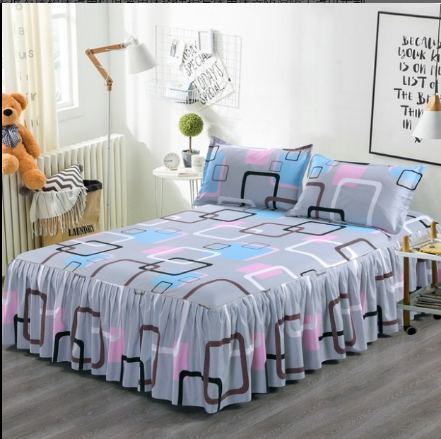 Ruffled Bedspread Set with Pillowcases – Double-Layer Skirt