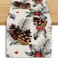 Pinecone Christmas Table Runner – White (33 x 183 cm)