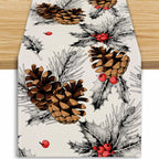 Pinecone Christmas Table Runner – White (33 x 183 cm) – image 6