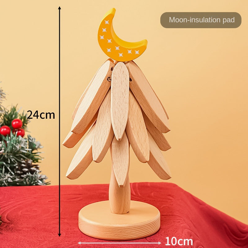 Wooden Christmas Tree Coaster Set – Stackable Trivet & Festive Table Decoration