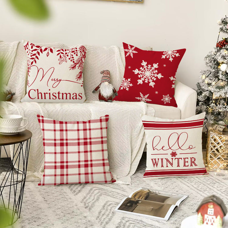 Snowflake Check Christmas Cushion Cover (45 x 45 cm)