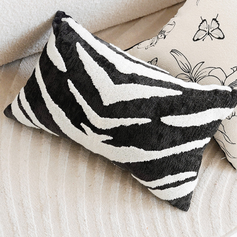 Modern Chenille Cushion Cover – Zebra Stripe – 30 x 50cm