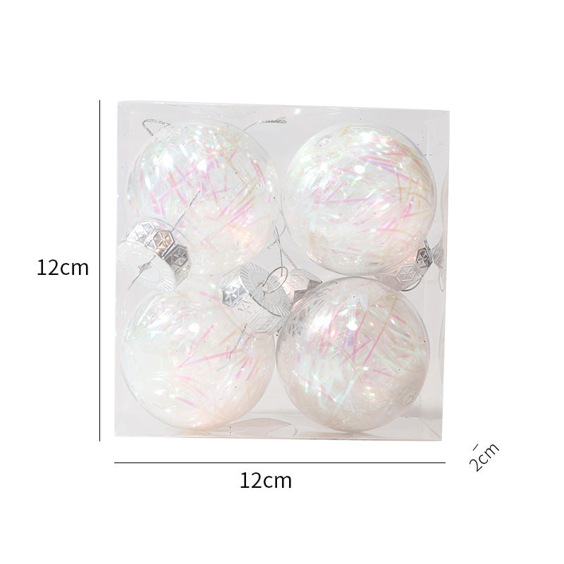 Tinsel-Filled Clear Christmas Baubles – Box of 4 – image 10