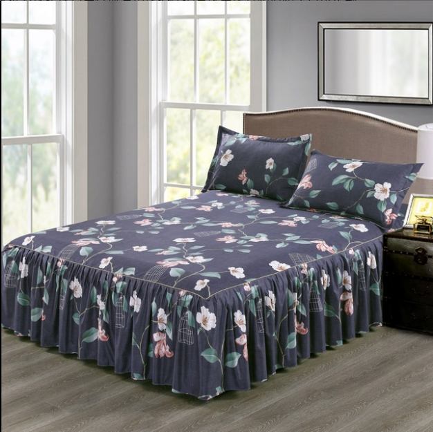 Ruffled Bedspread Set with Pillowcases – Double-Layer Skirt