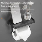 Wall-Mounted Toilet Roll Holder with Shelf