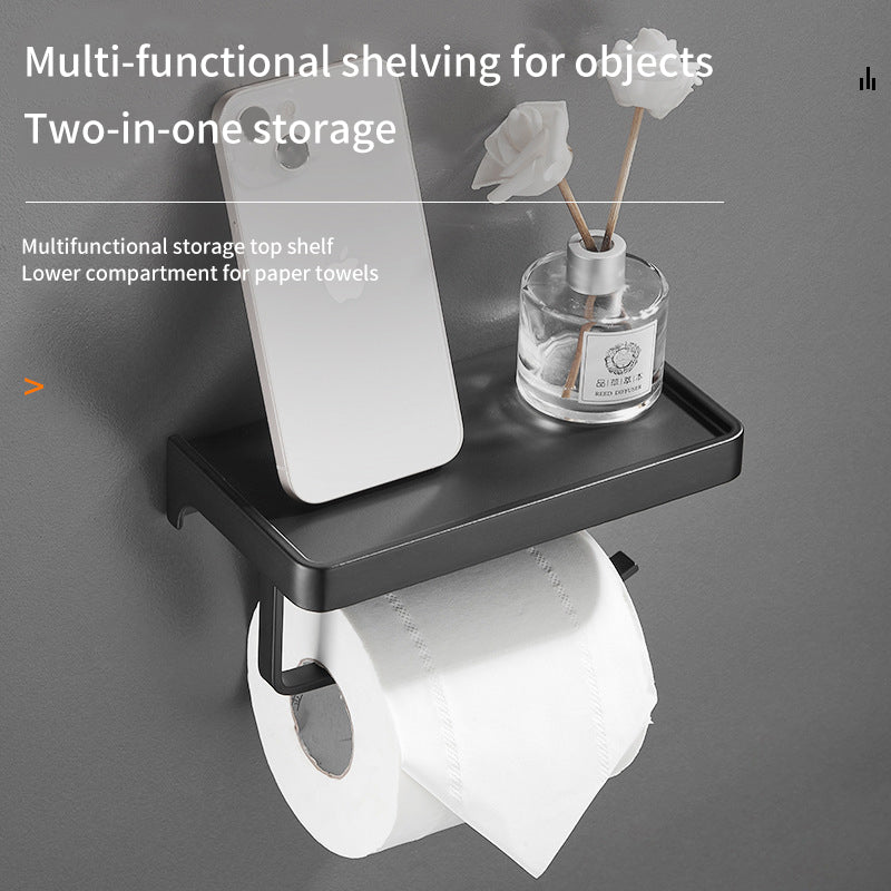 Wall-Mounted Toilet Roll Holder with Shelf