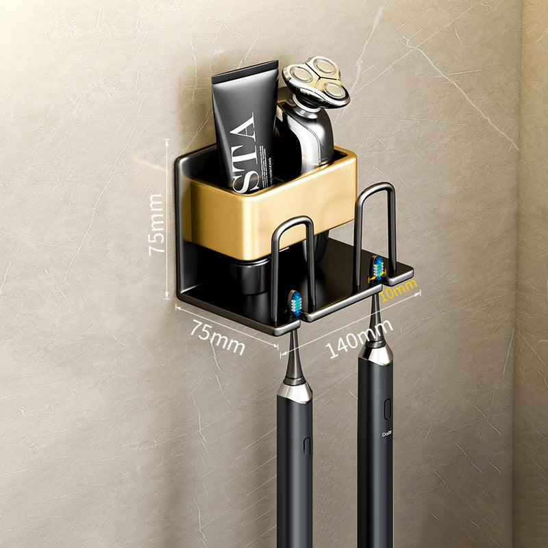 Wall-Mounted Toothbrush Holder – No-Drill Aluminium Rack with Optional Cups