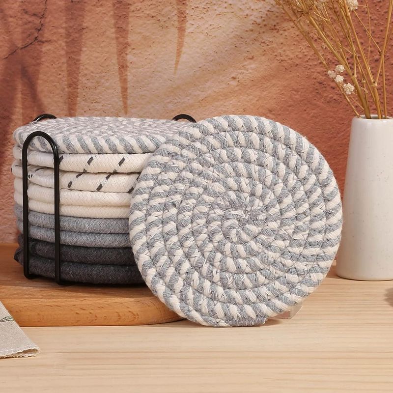 Woven Cotton Rope Placemat – Round Table Mat & Trivet (18 cm or 30 cm)