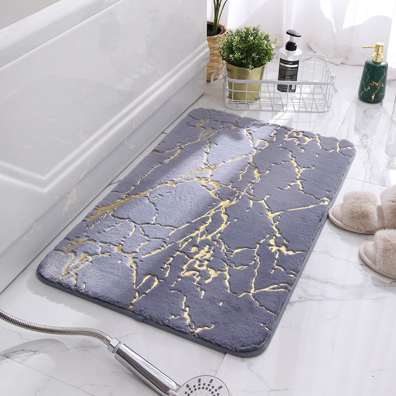 Gold Marble Plush Bath Mat – Soft, Absorbent & Non-Slip