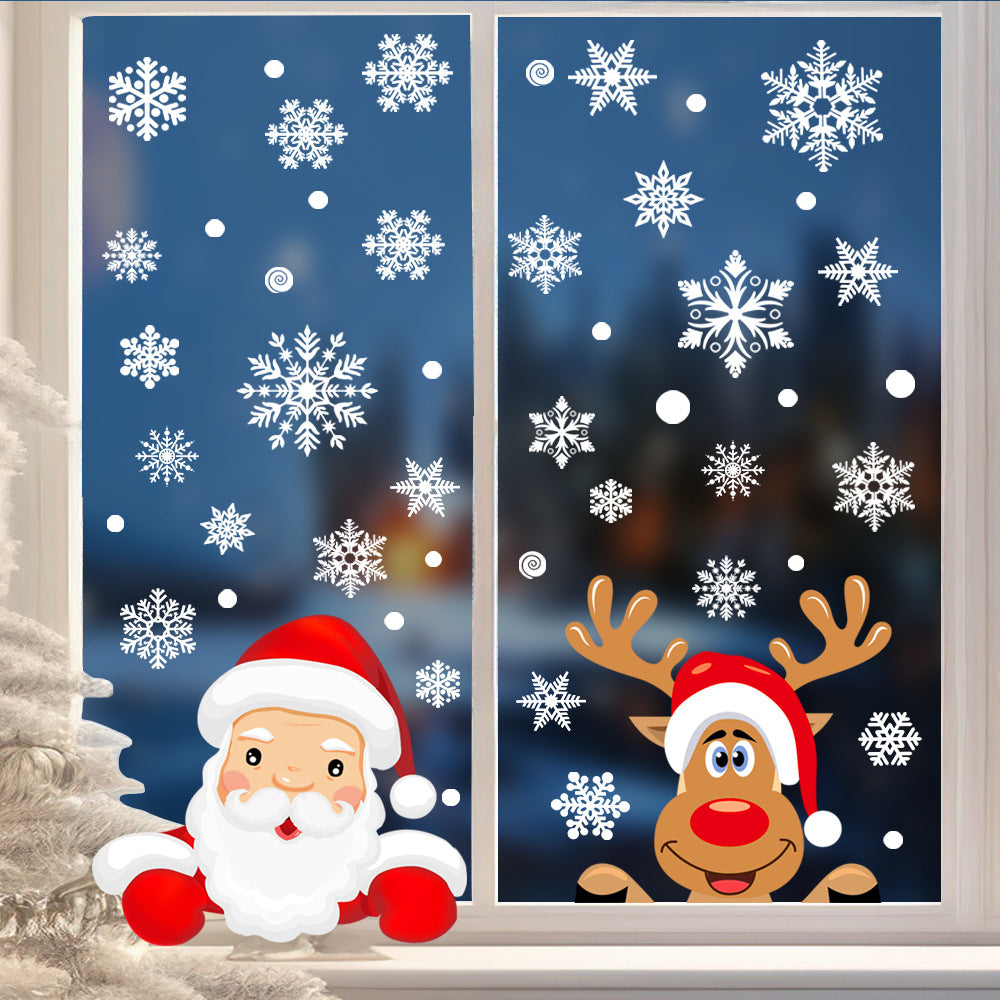 Christmas Window Stickers – Static Cling Santa, Reindeer & Snowflake Decals (4 Sheets)