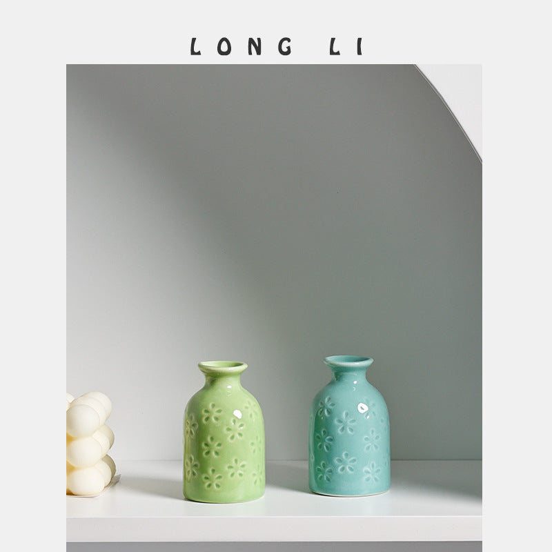 Mini Embossed Ceramic Bud Vase