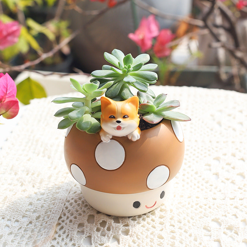 Mushroom Animal Resin Planter – image 4