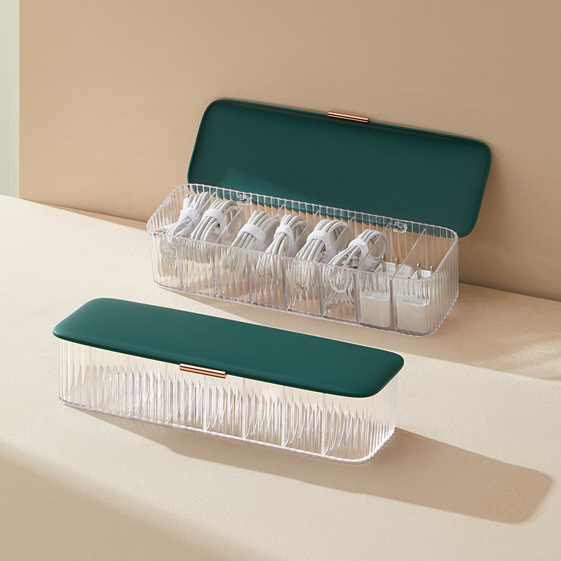 8-Compartment Cable Storage Box with Lid – image 4