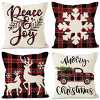 Red Plaid Christmas Cushion Cover (45 x 45 cm)