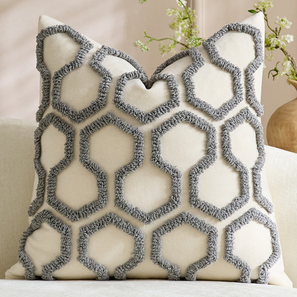 Textured Tufted Geometric Cushion Cover – 45 x 45 cm – image 6