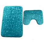 Pebble bath mat and toilet mat set in teal