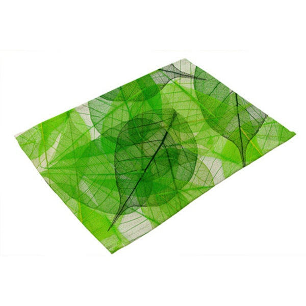 Green Leaf Linen Placemats – Set of 4