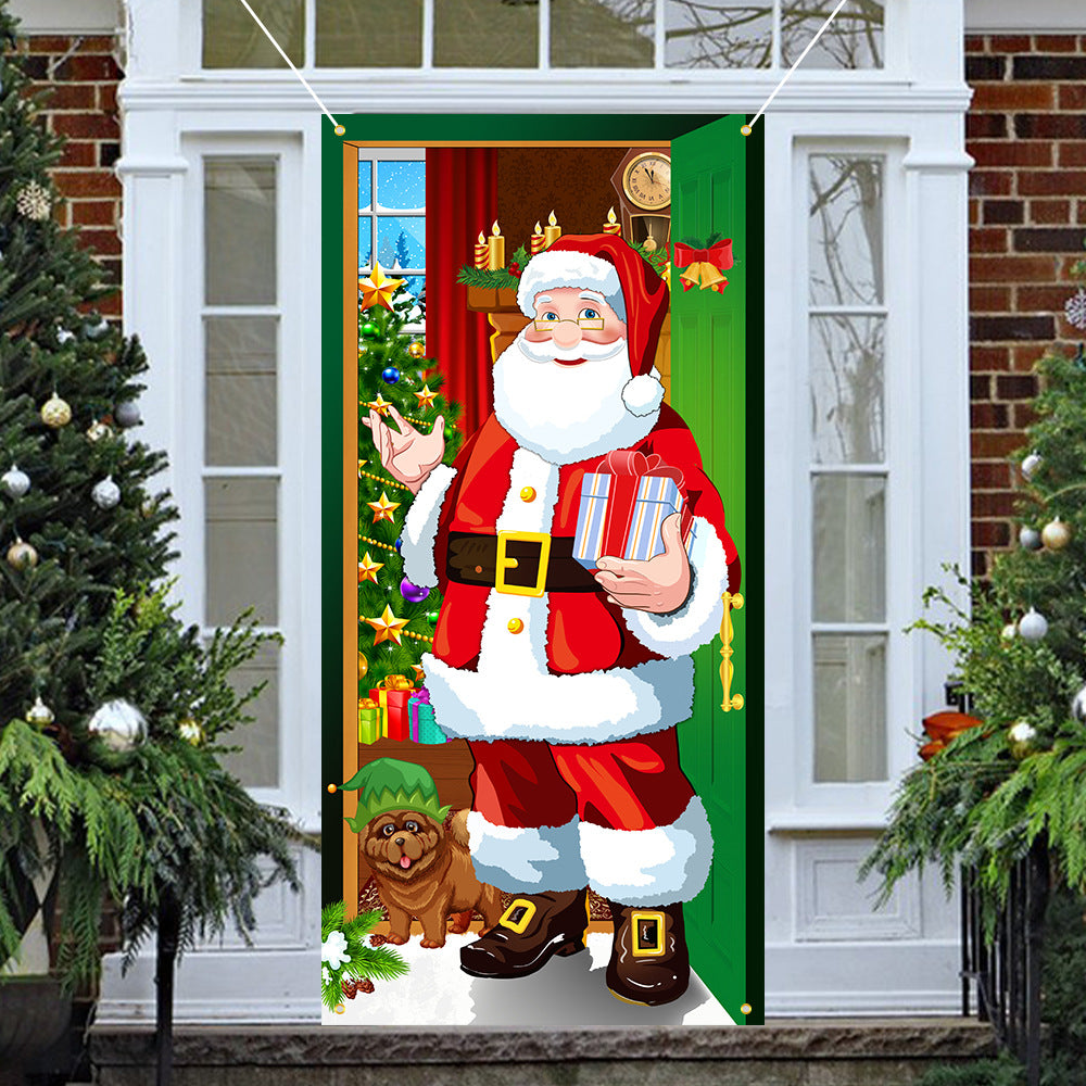 Santa & Puppies Christmas Door Banner (185 x 90 cm)