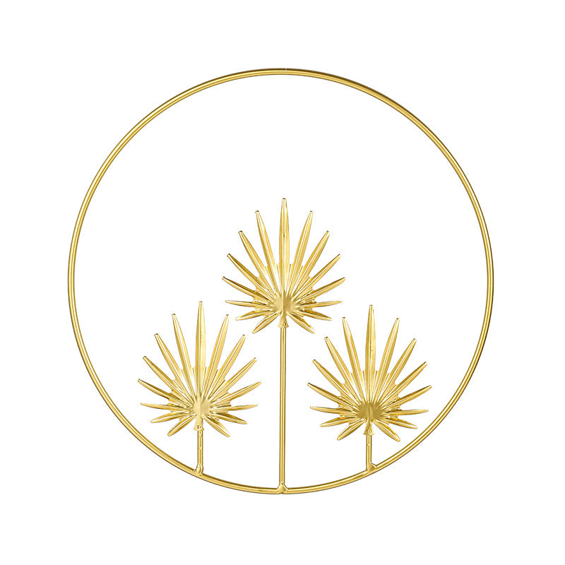 Golden Leaf Metal Wall Décor – Fan Palm Trio