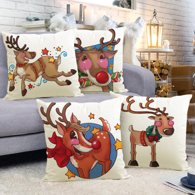 Reindeer Print Christmas Cushion Cover (45 x 45 cm)