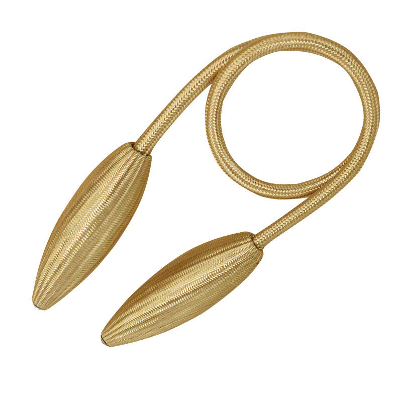 Twisted rope curtain tieback in champagne