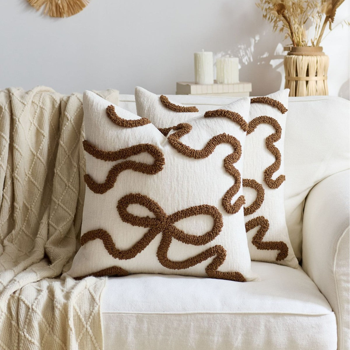 Textured Tufted Bow Cushion Cover – image 9