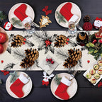 Pinecone Christmas Table Runner – White (33 x 183 cm) – image 2