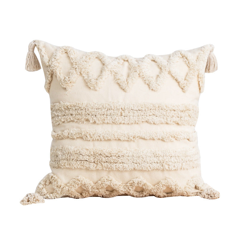 Nordic Tufted Geometric Cushion Cover – Beige – image 2