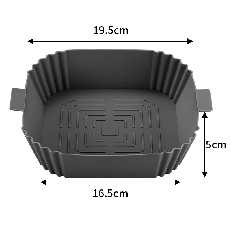 Square silicone air fryer liner in dark grey